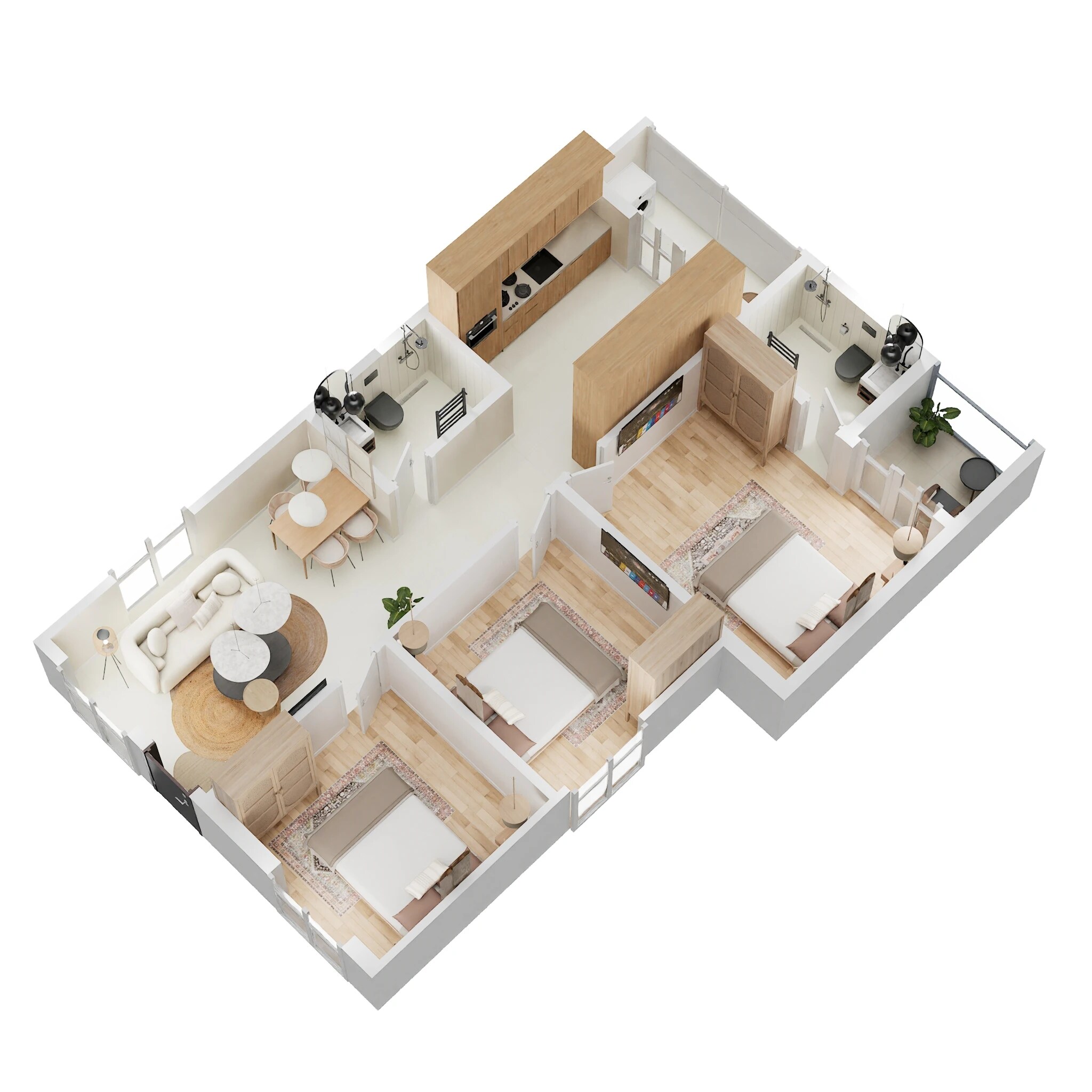Floor plan of 3 BHK 1202 Sq. Ft. Apartment in DS Max Senate, Bangalore