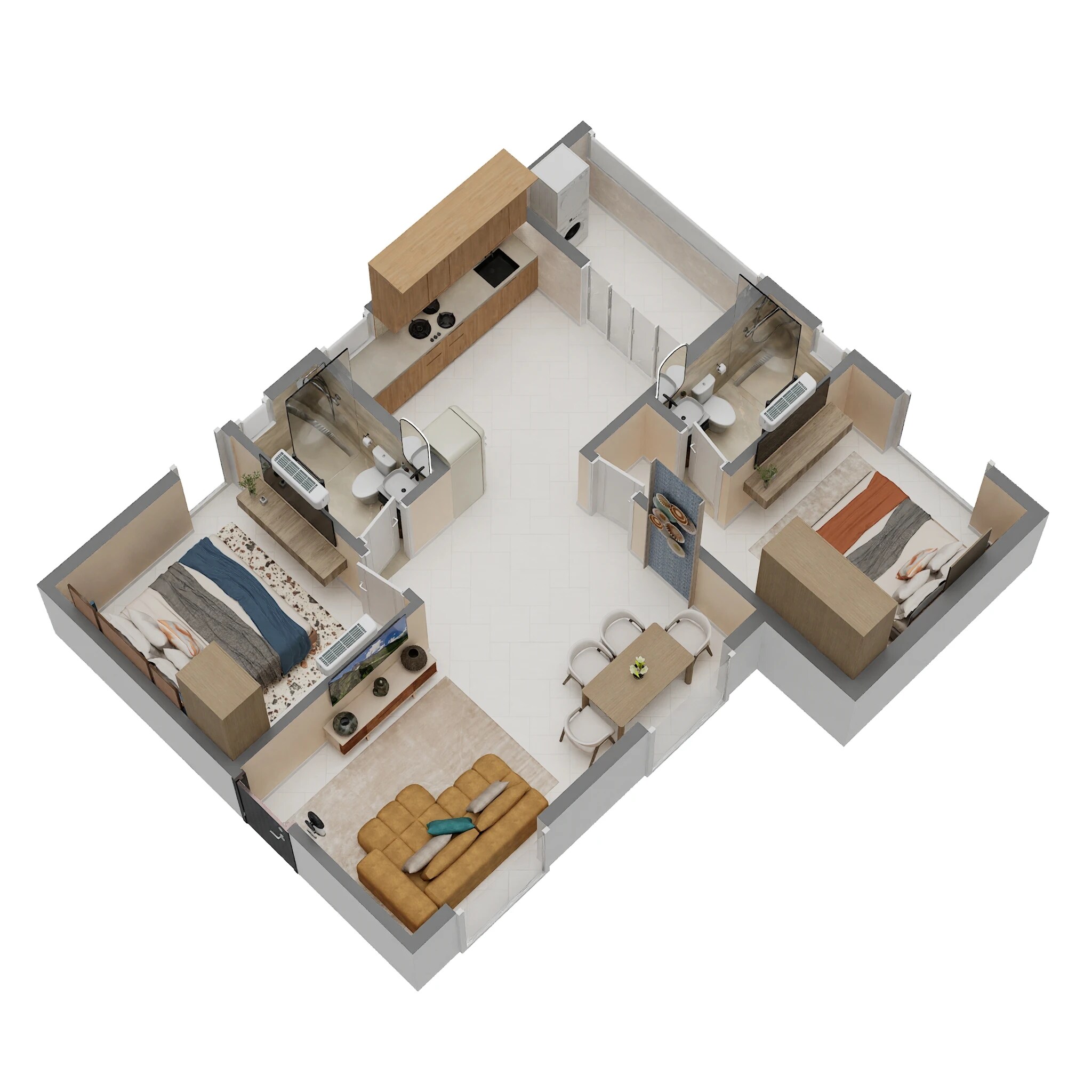 Floor plan of 2 BHK 1083 Sq. Ft. Apartment in DS Max Shresta, Bangalore