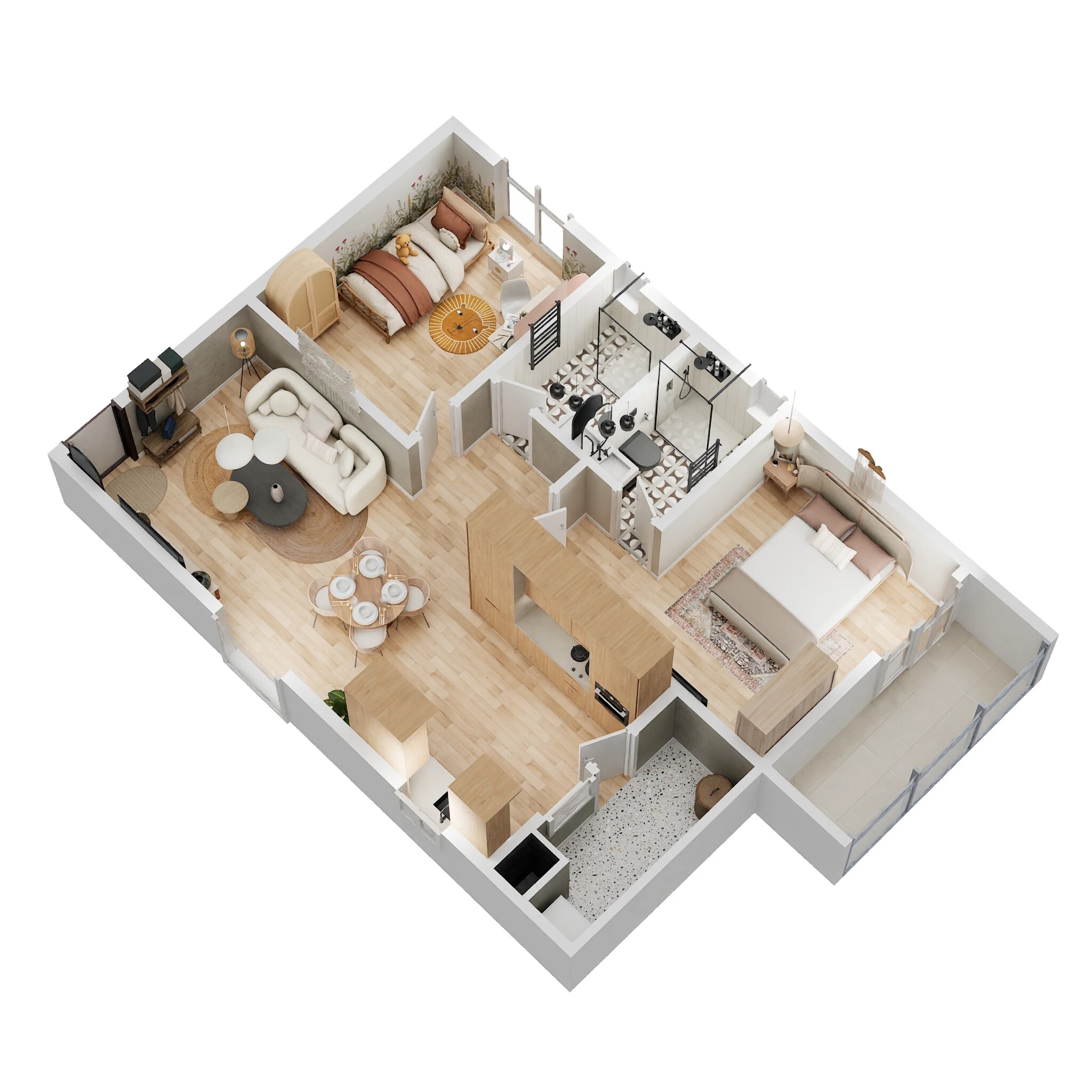 Floor plan of 2 BHK 1151 Sq. Ft. Apartment in DS Max Sky Blossom, Bangalore
