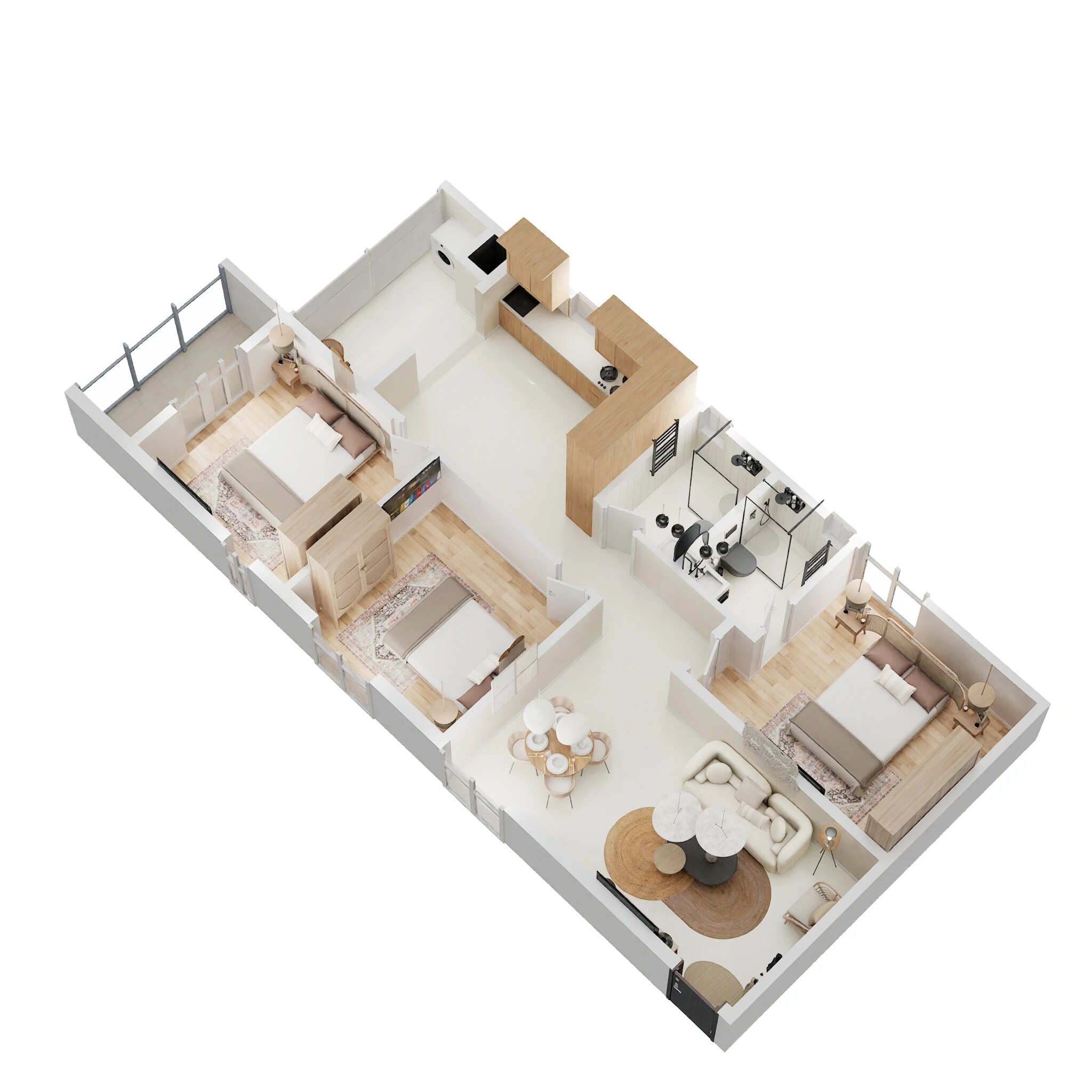 Floor plan of 3 BHK 1380 Sq. Ft. Apartment in DS Max Sky Blossom, Bangalore