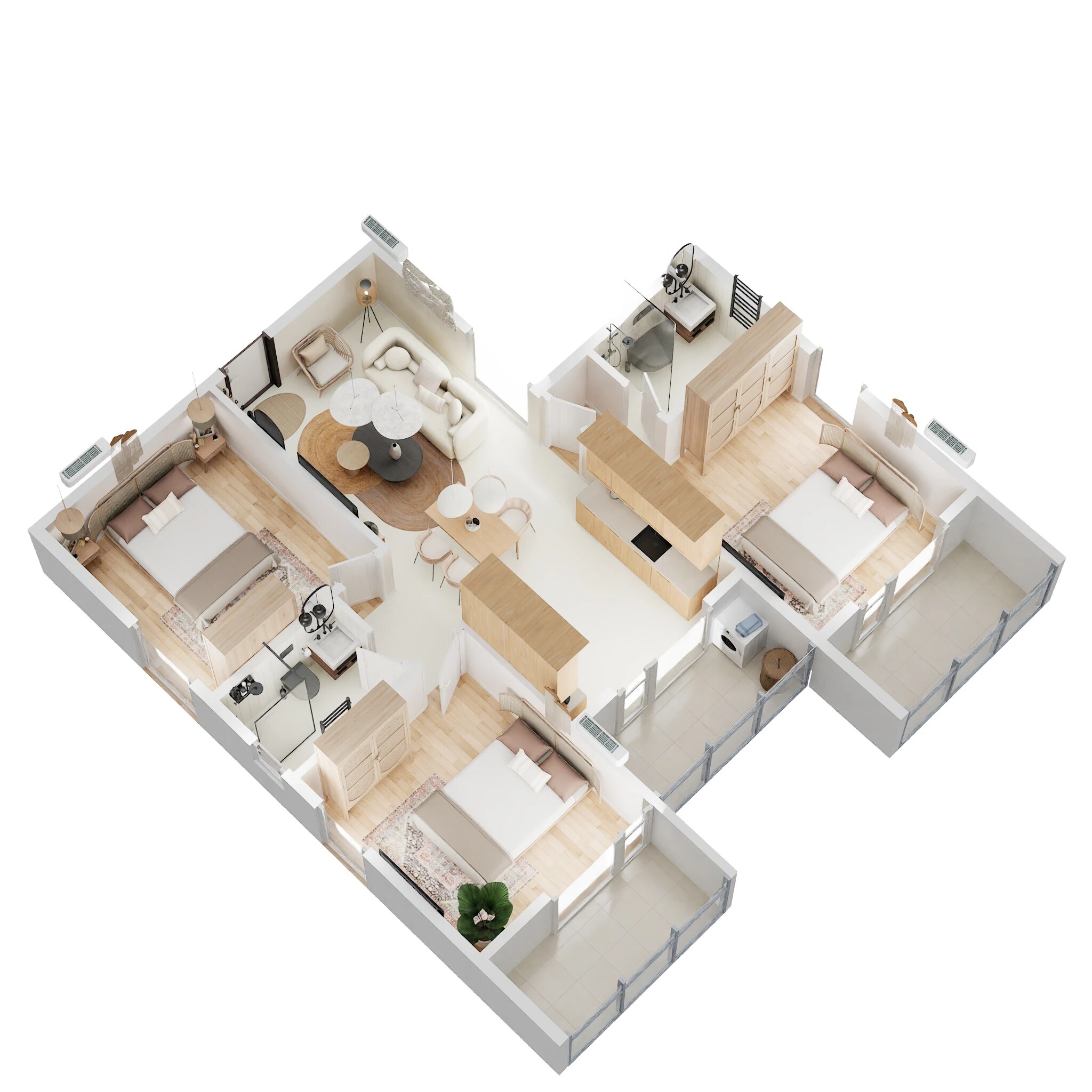 Floor plan of 3 BHK 1324 Sq. Ft. Apartment in DS Max Sky Fields, Bangalore