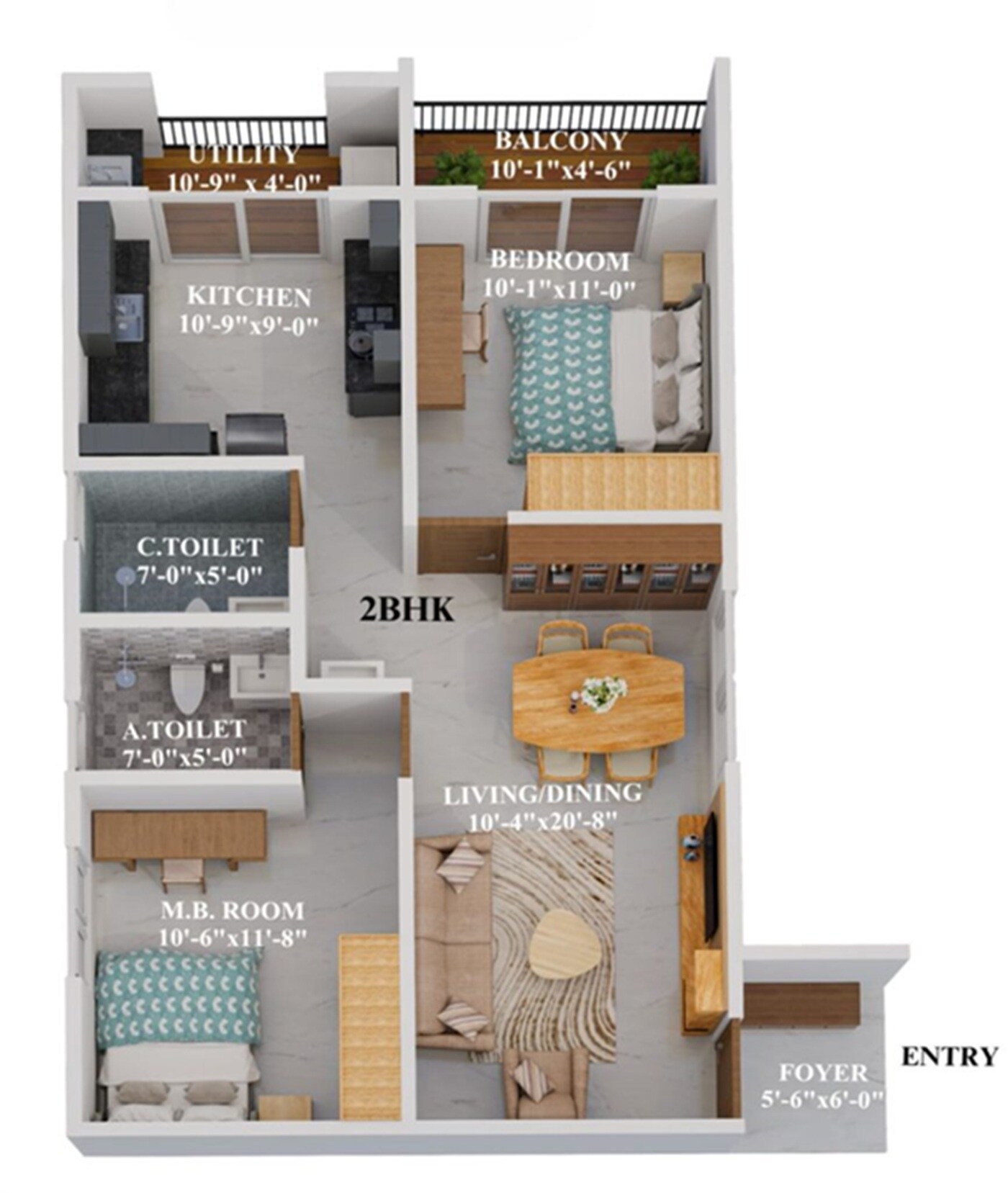 2 BHK 1206 Sq. Ft. Apartment