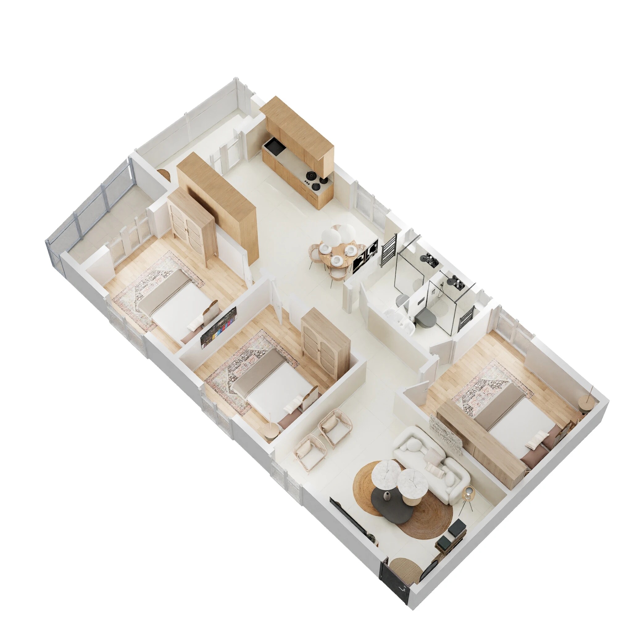 Floor plan of 3 BHK 1383 Sq. Ft. Apartment in DS Max Sky Samurai, Bangalore