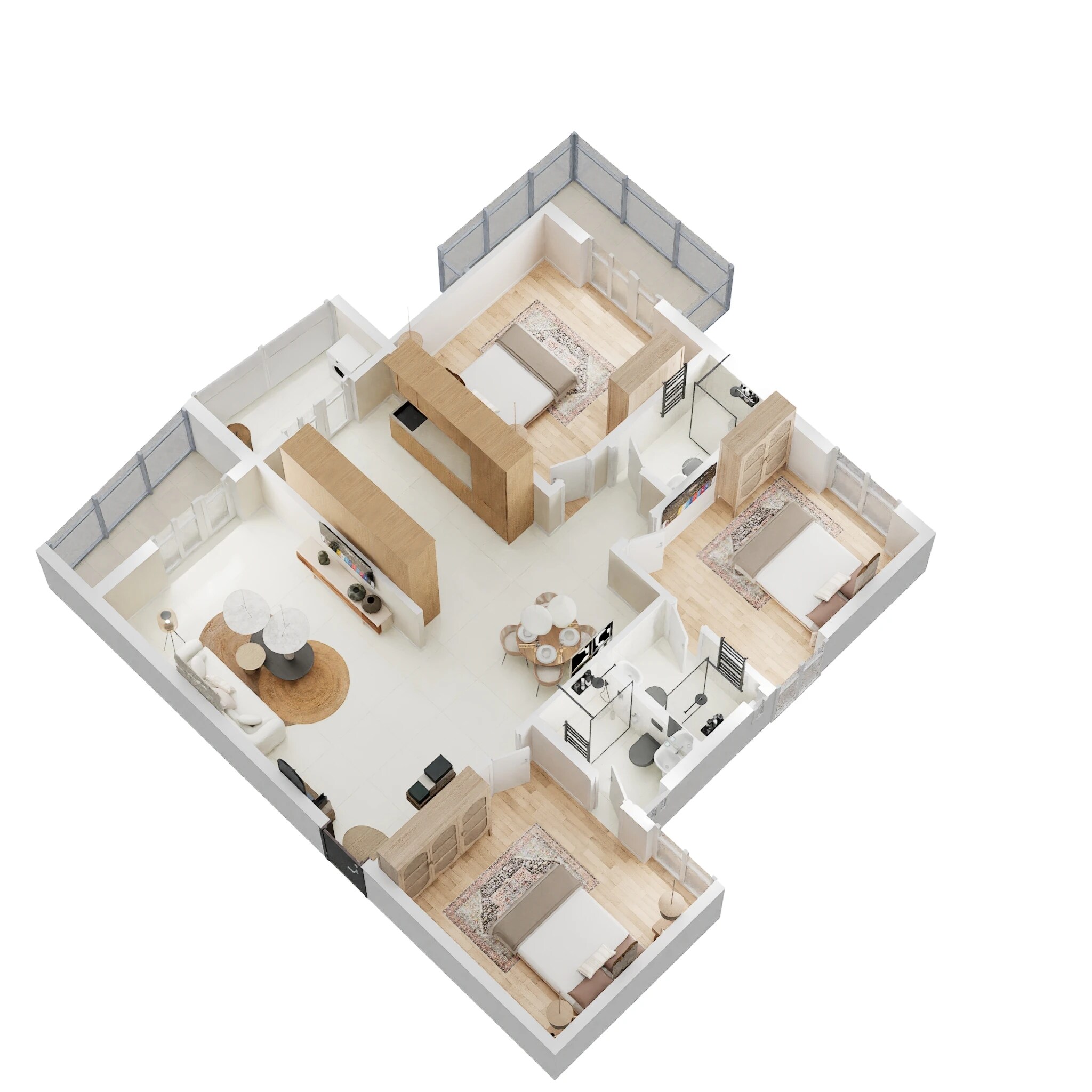 Floor plan of 3 BHK 1632 Sq. Ft. Apartment in DS Max Sky Samurai, Bangalore
