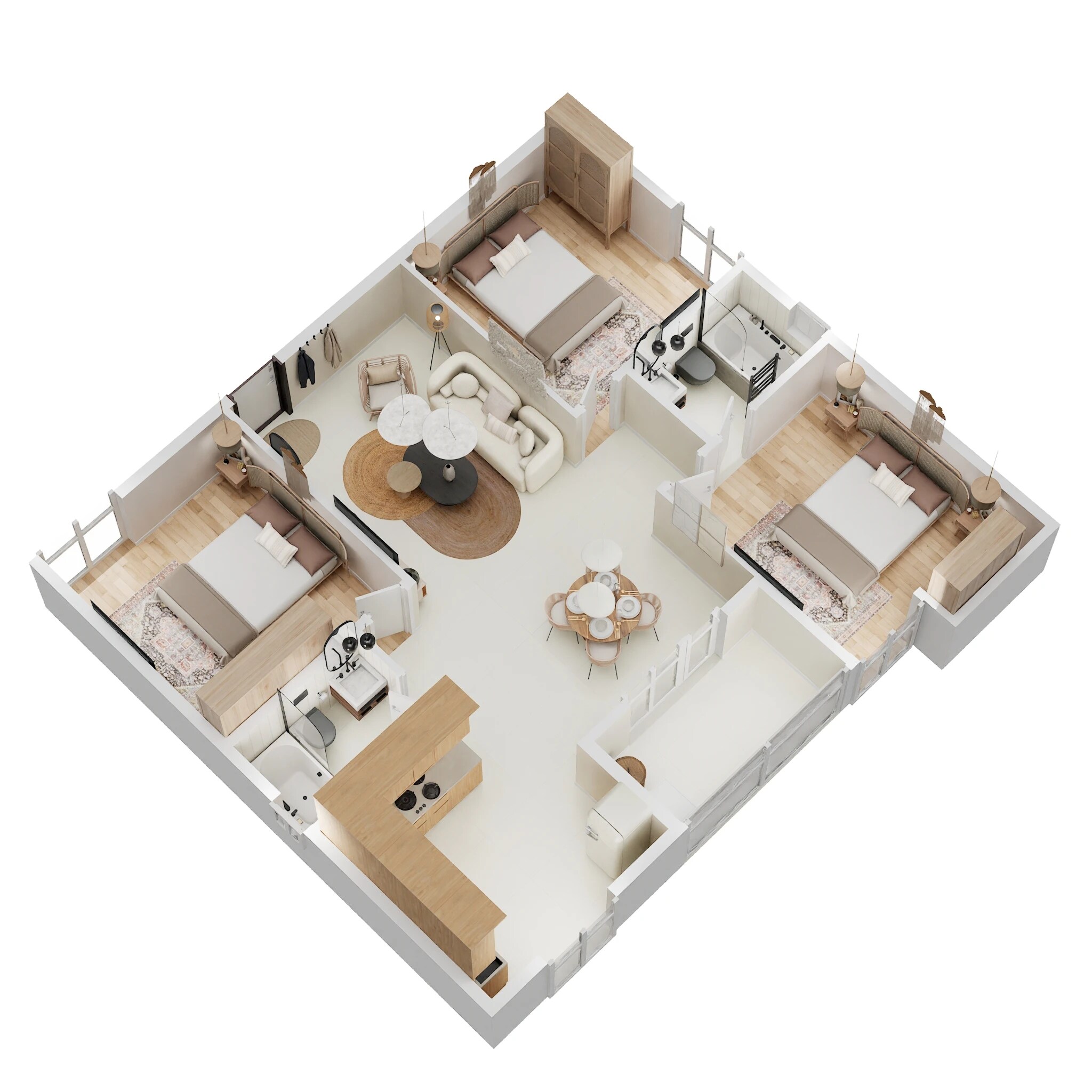Floor plan of 3 BHK 1285 Sq. Ft. Apartment in DS Max Sky Sanjeevini, Bangalore