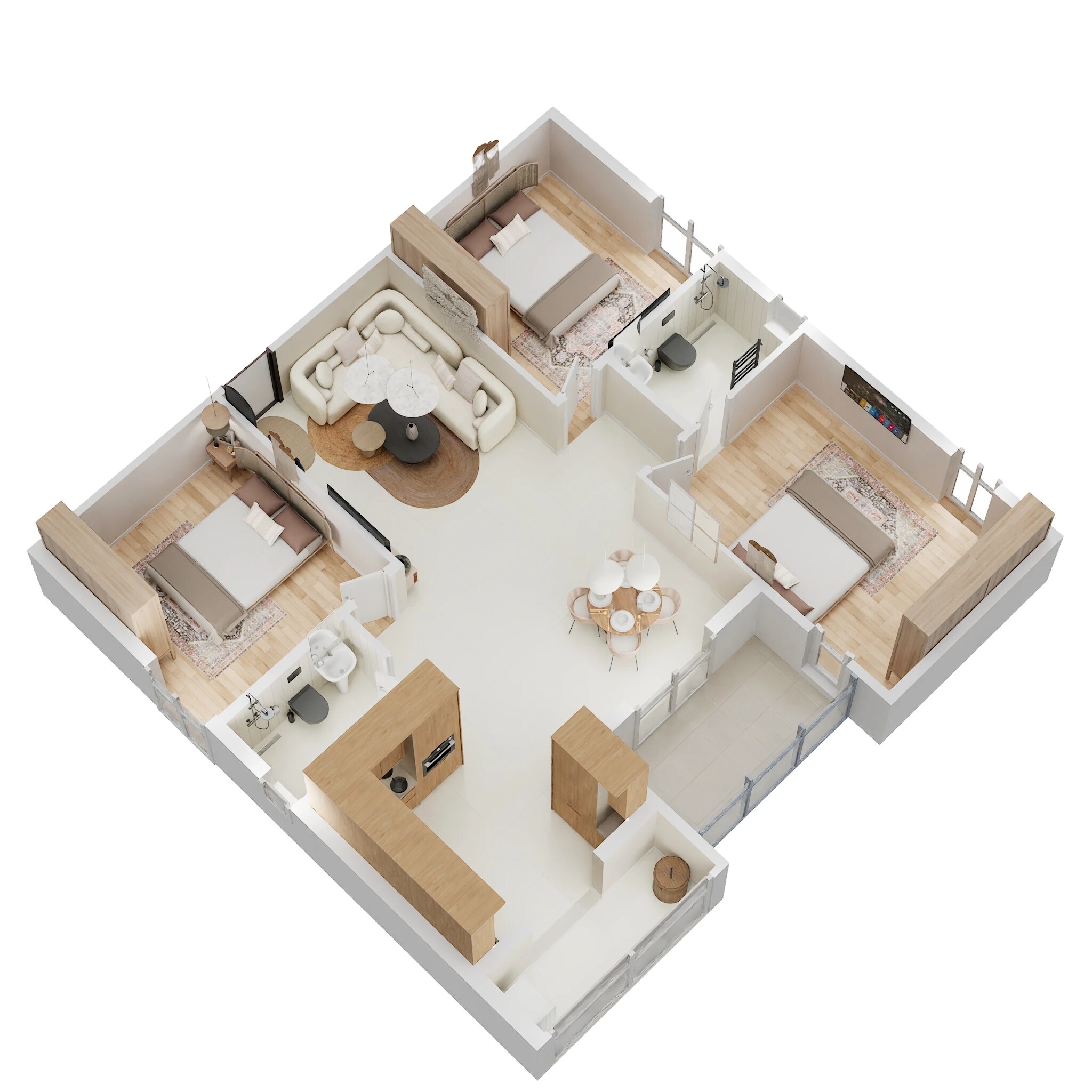 Floor plan of 3 BHK 1424 Sq. Ft. Apartment in DS Max Sky Sanjeevini, Bangalore