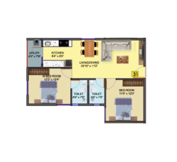 Other, ds-max-sky-sanman 2 Bedroom 1049 Sq.Ft. Apartment In Bannerghatta Road Bangalore 7691442