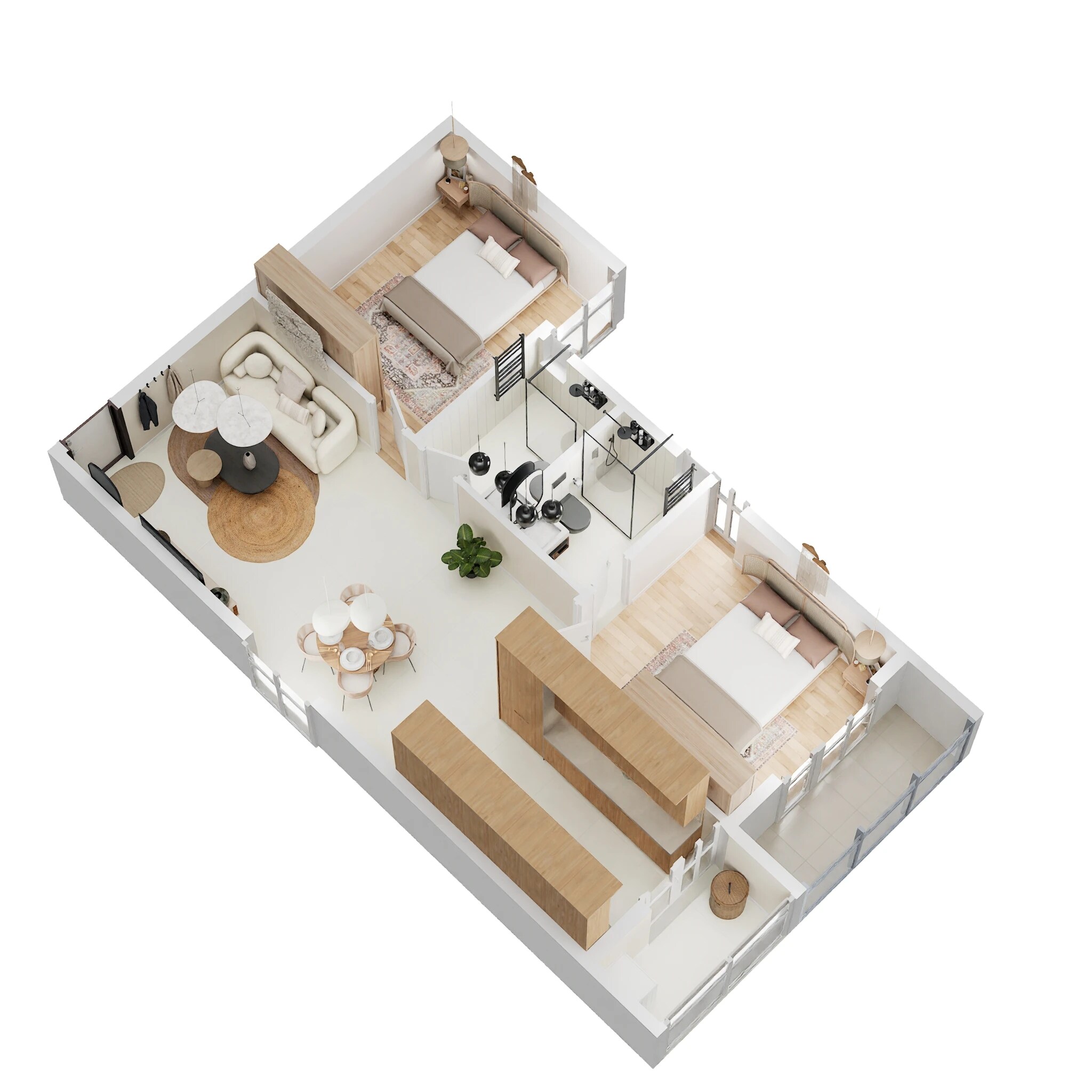 Floor plan of 2 BHK 1221 Sq. Ft. Apartment in DS Max Sky Shlokam, Bangalore