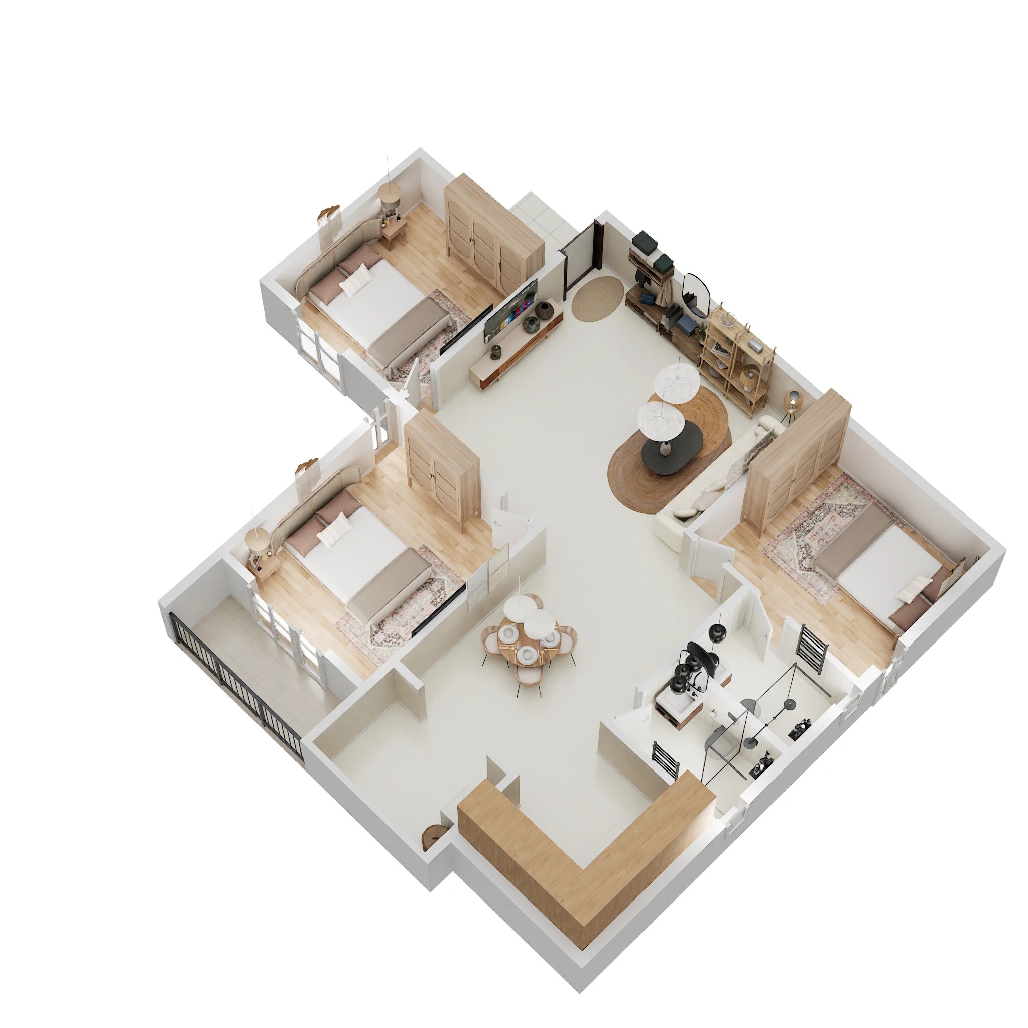 Floor plan of 3 BHK 1359 Sq. Ft. Apartment in DS Max Sky Shlokam, Bangalore