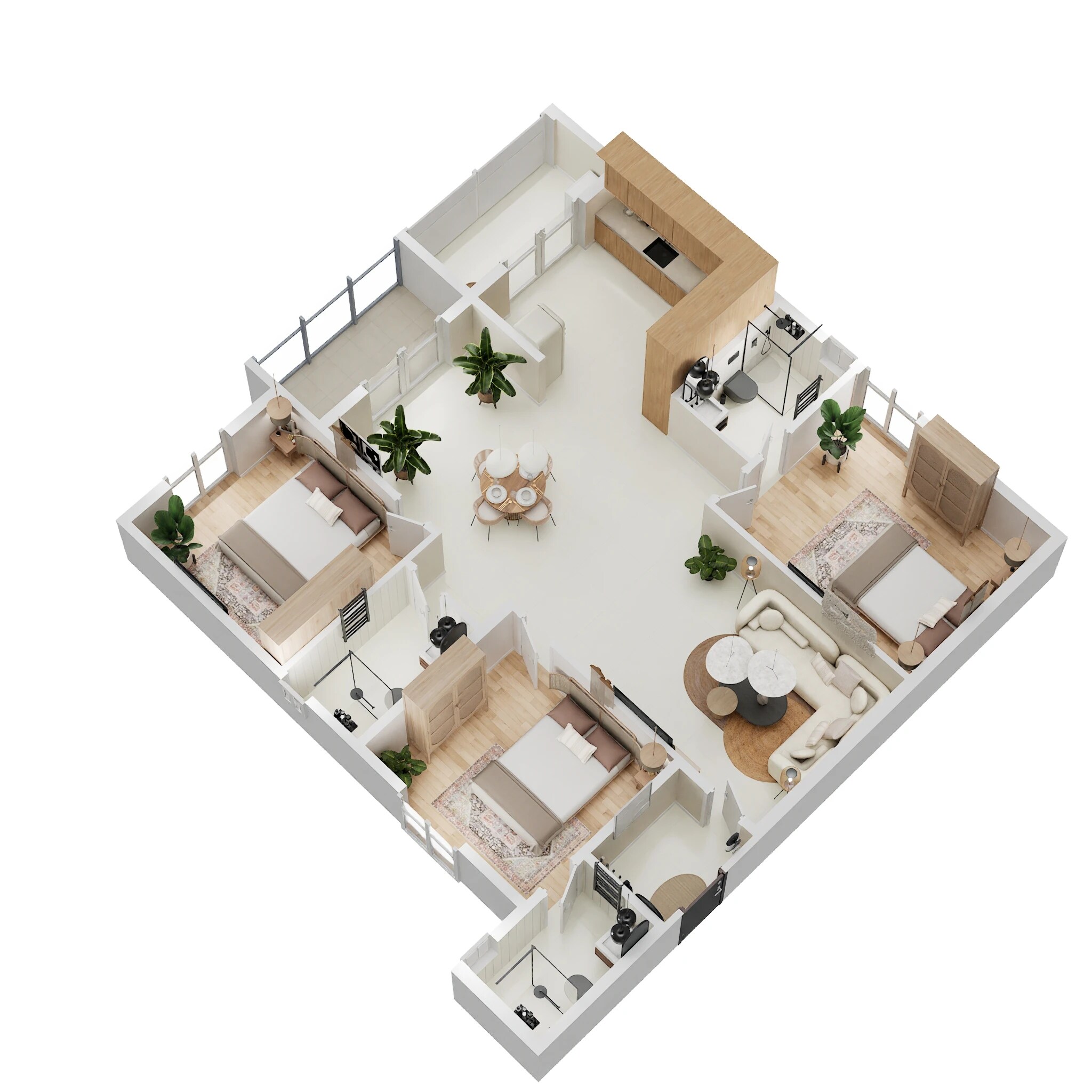Floor plan of 3 BHK 1663 Sq. Ft. Apartment in DS Max Sky Shlokam, Bangalore