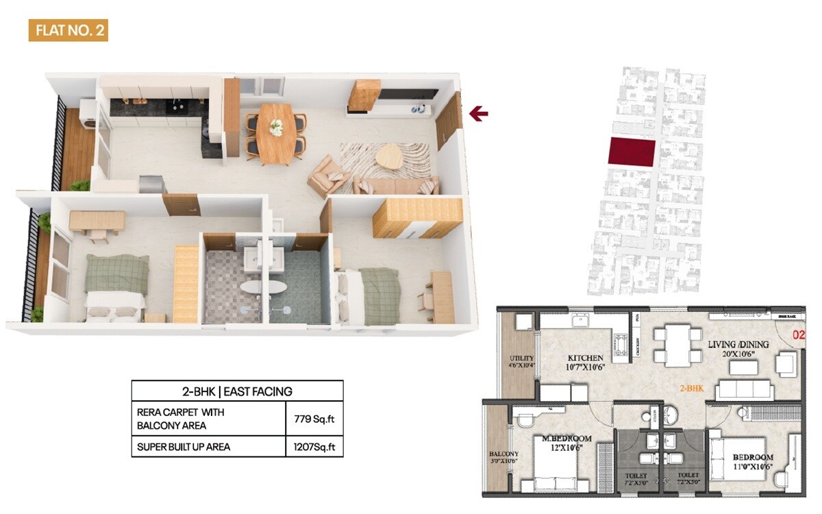 2 BHK 1207 Sq. Ft. Apartment
