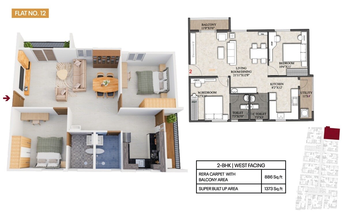 2 BHK 1373 Sq. Ft. Apartment