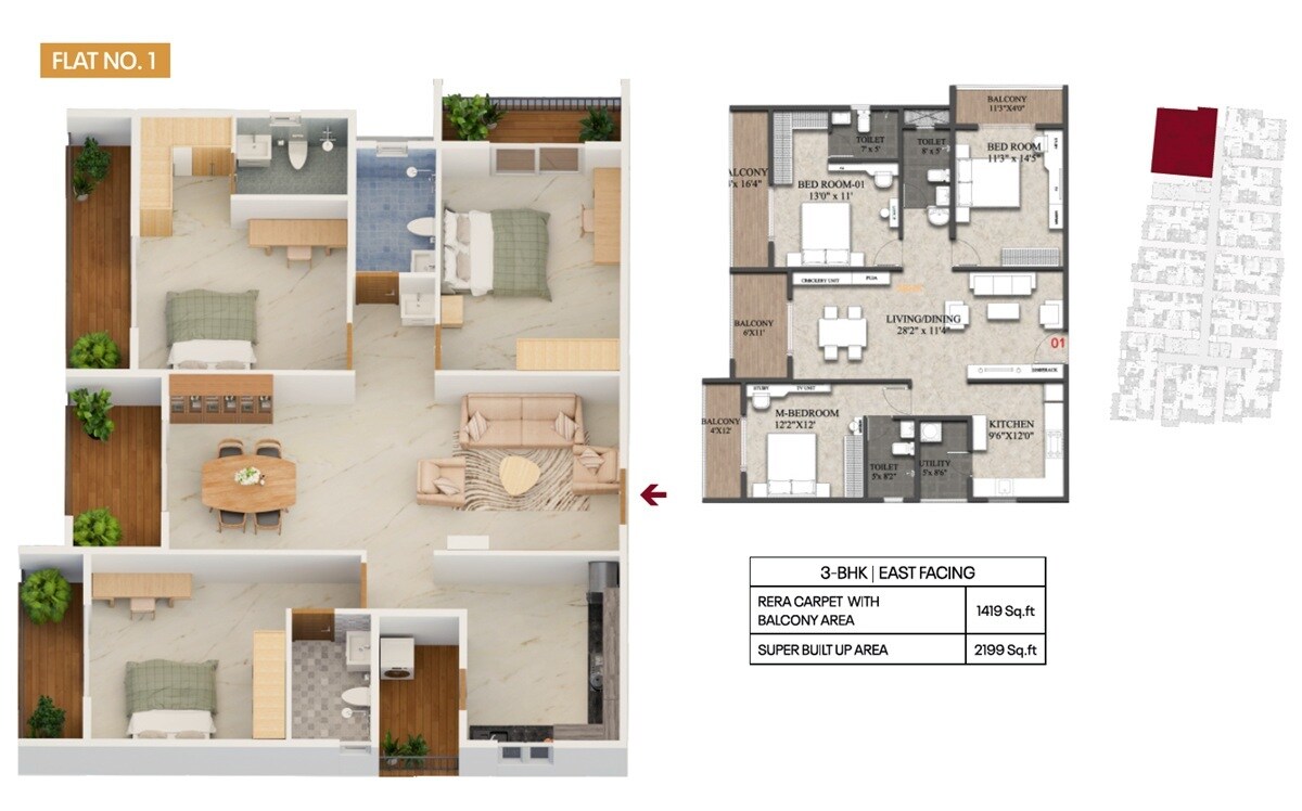 3 BHK 2199 Sq. Ft. Apartment