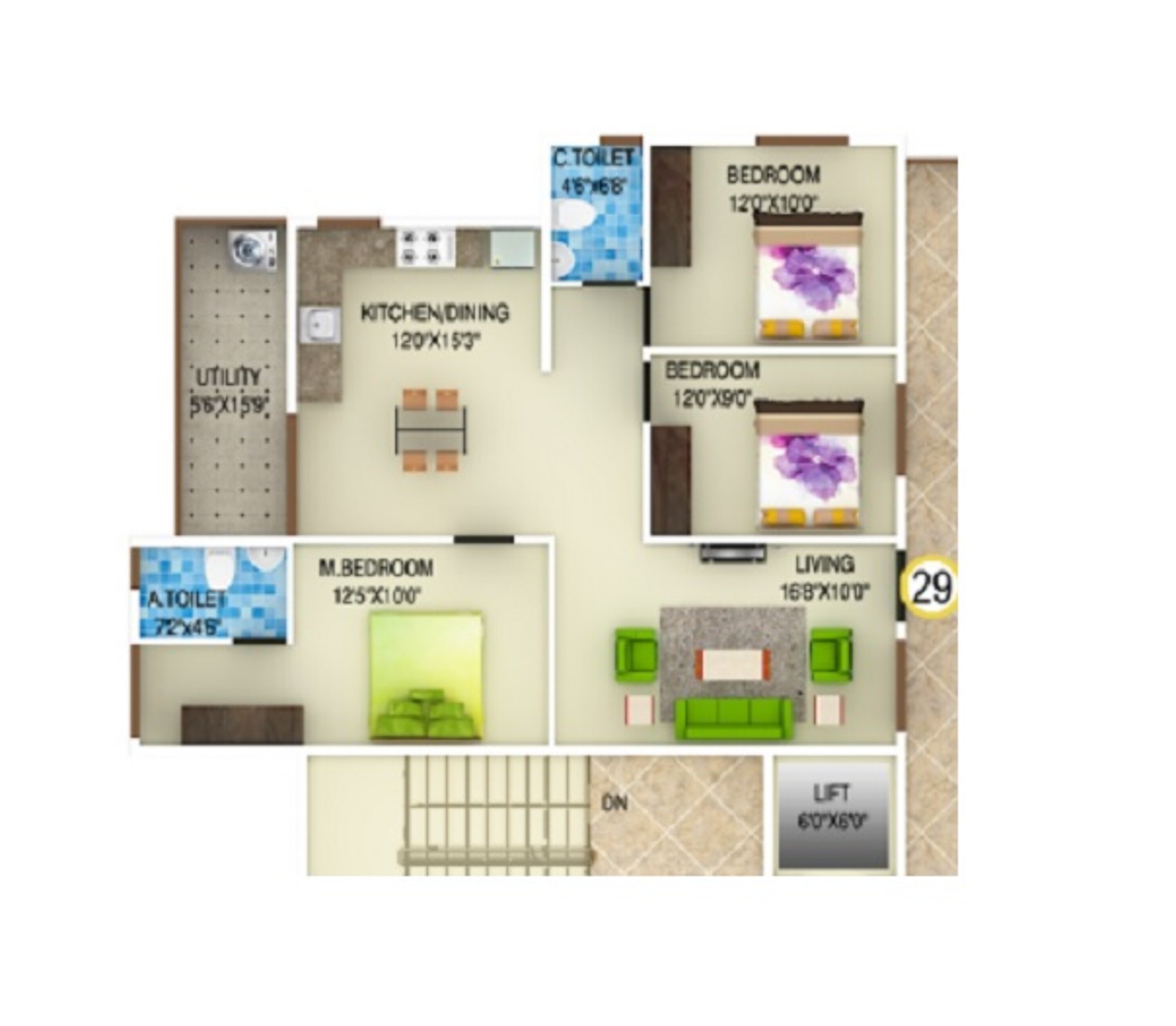 ds max spark nest apartment 3 bhk 1615sqft 20242825142803