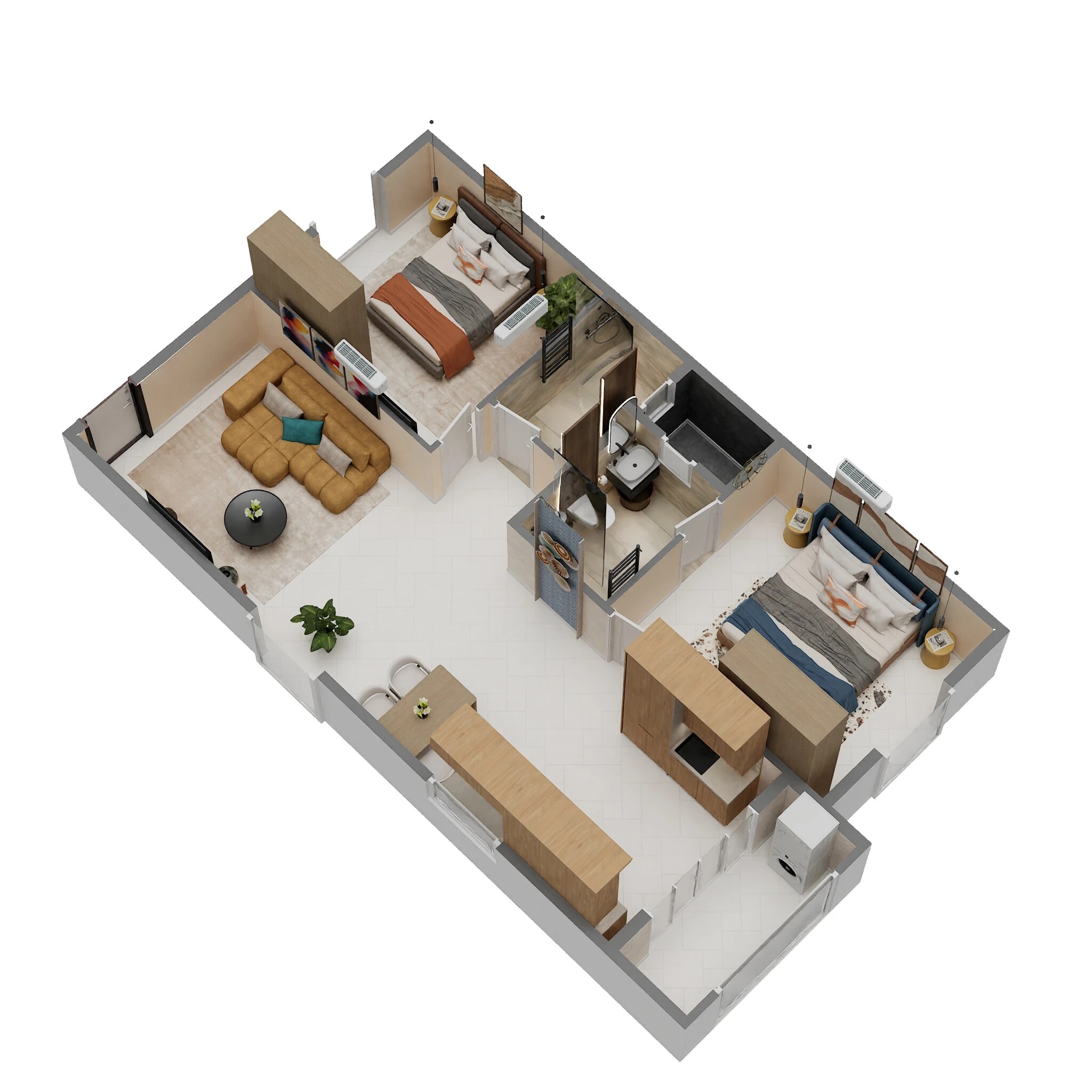 Floor plan of 2 BHK 1062 Sq. Ft. Apartment in DS Max Spoorthi, Bangalore