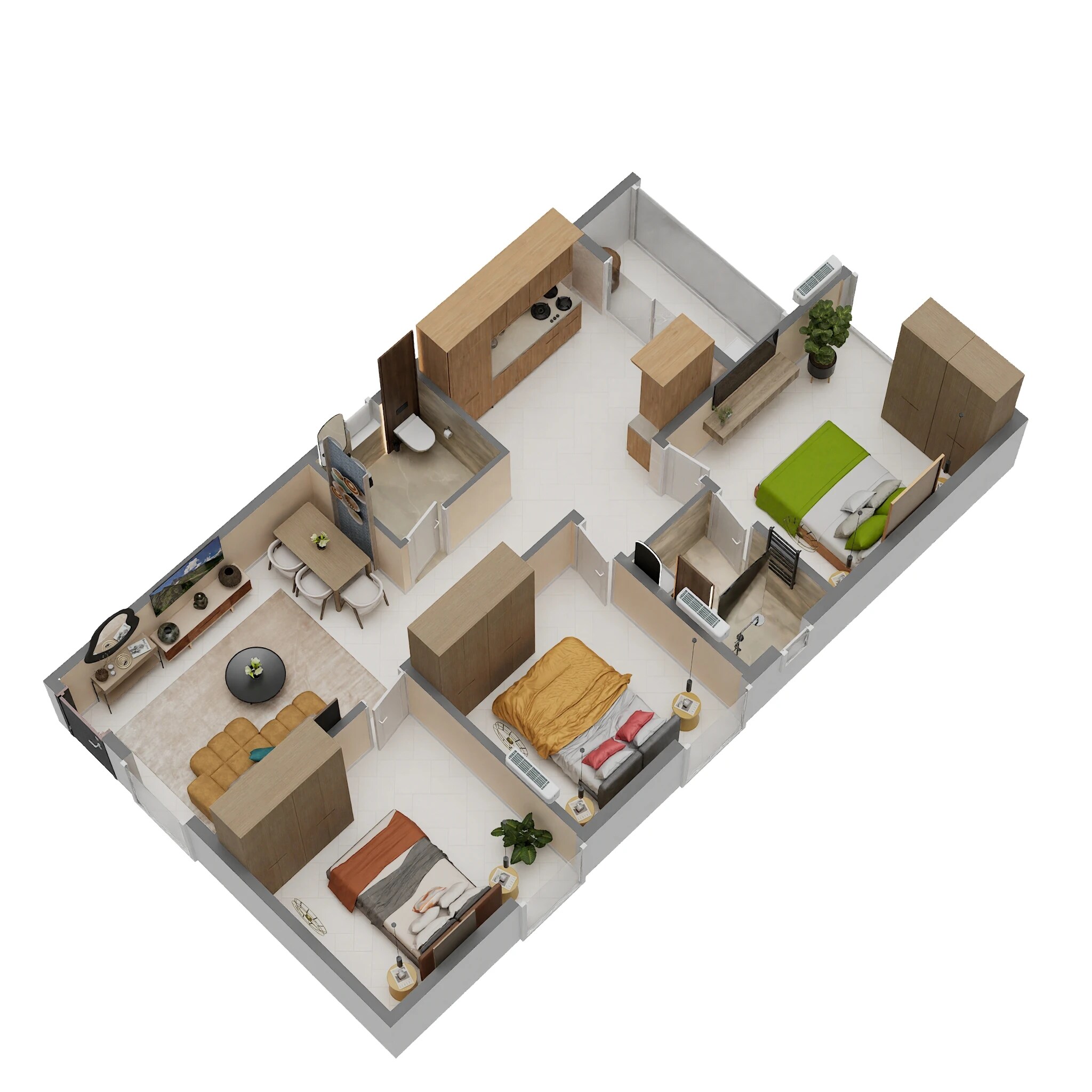Floor plan of 3 BHK 1171 Sq. Ft. Apartment in DS Max Spoorthi, Bangalore