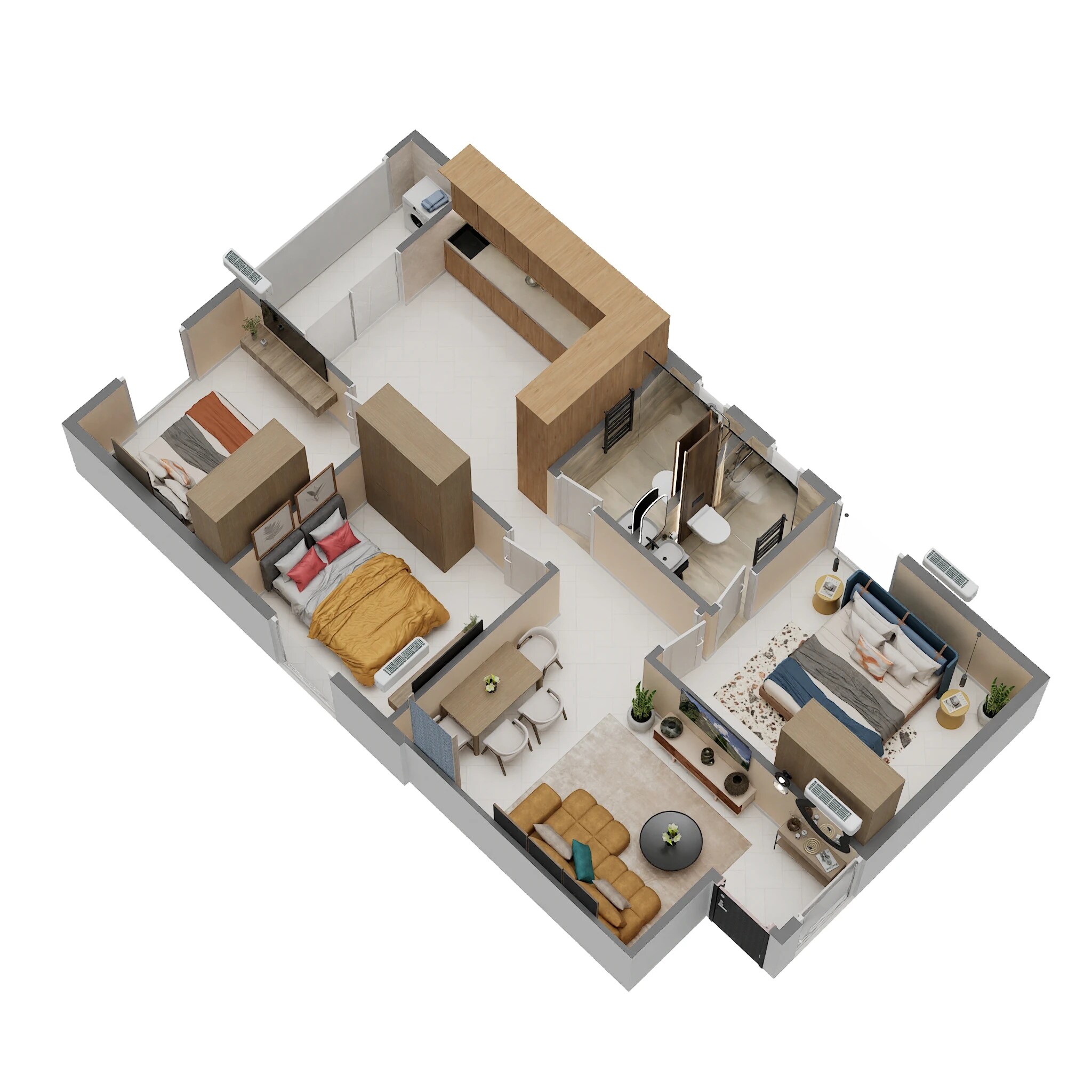 Floor plan of 3 BHK 1245 Sq. Ft. Apartment in DS Max Spoorthi, Bangalore