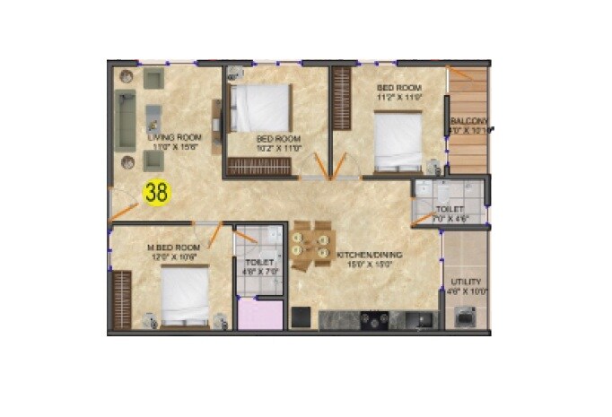 3 BHK 1440 Sq. Ft. Apartment