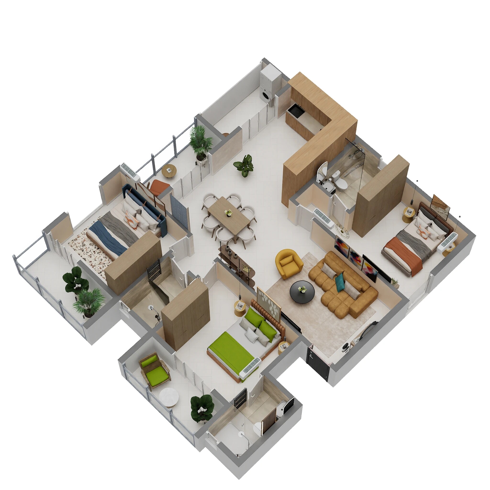 Floor plan of 3 BHK 1695 Sq. Ft. Apartment in DS Max Spoorthi Nest, Bangalore