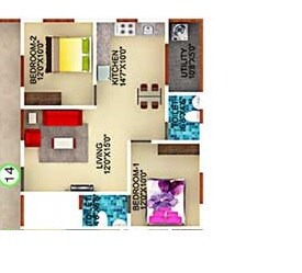 Floor plan of 2 BHK Apartment in DS Max Starry, Bangalore