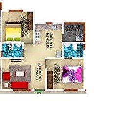Floor plan of 2 BHK 747 Sq. Ft. Apartment in DS Max Starry, Bangalore