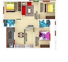 Floor plan of 3 BHK Apartment in DS Max Starry, Bangalore