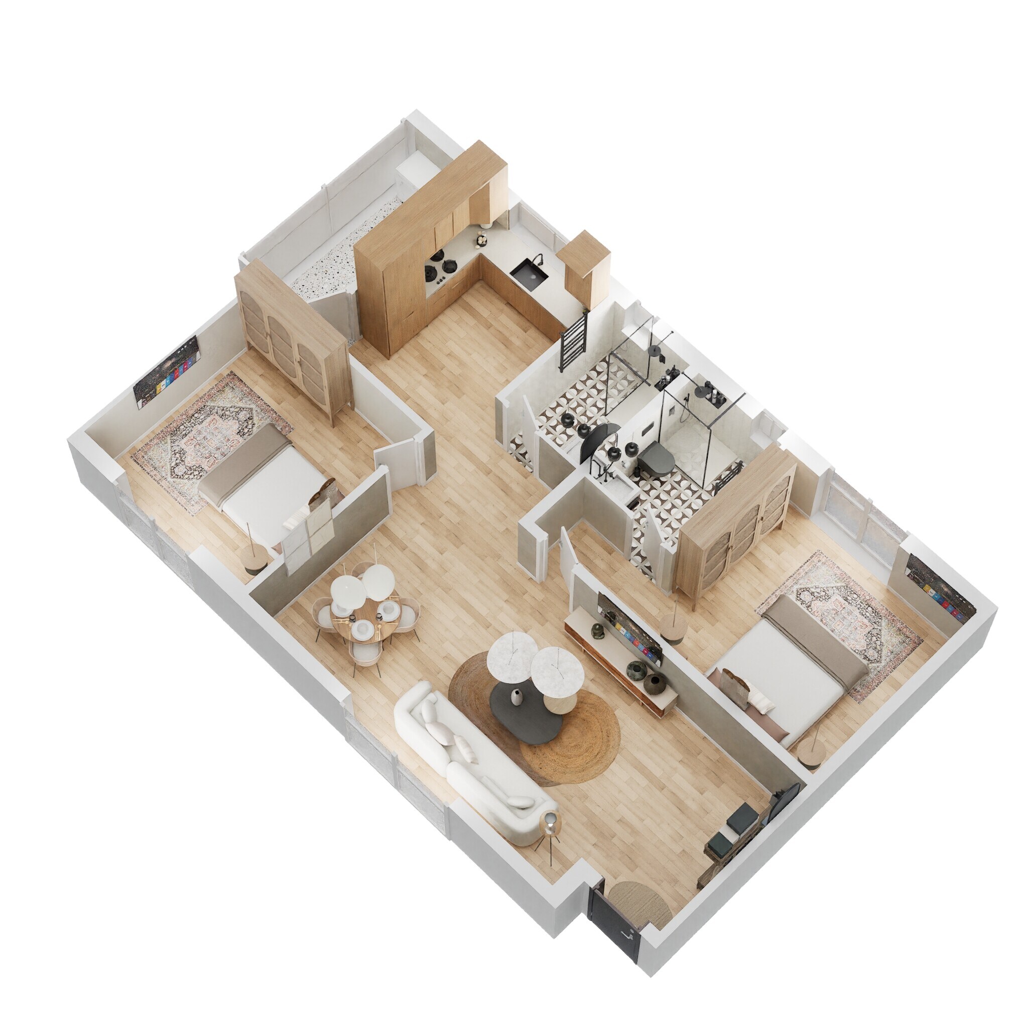 Floor plan of 2 BHK 945 Sq. Ft. Apartment in DS Max Stavam, Bangalore