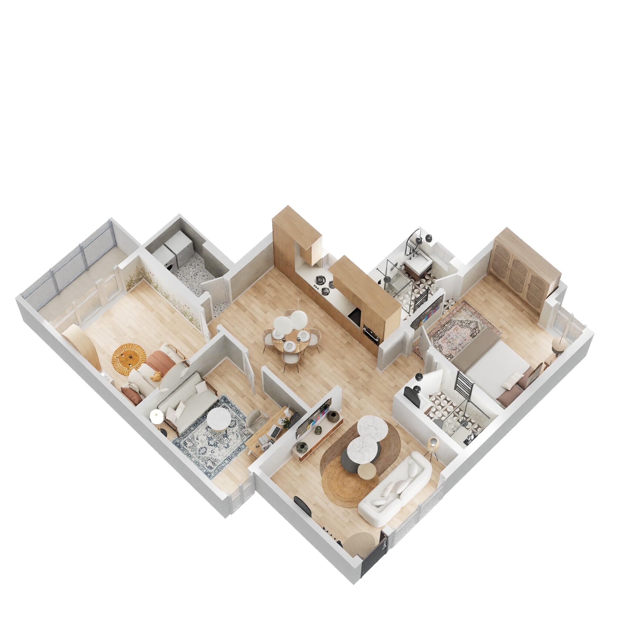 Floor plan of 3 BHK 1510 Sq. Ft. Apartment in DS Max Stavam, Bangalore