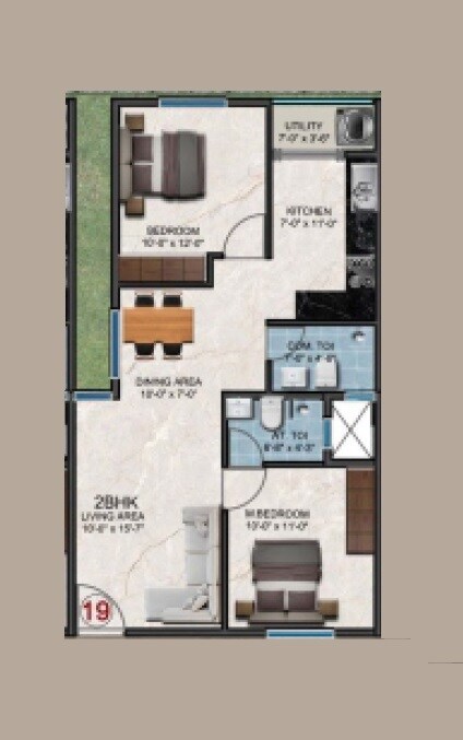 Floor plan of 2 BHK 1390 Sq. Ft. Apartment in DS Max Sukruth, Bangalore