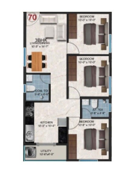 3 BHK 1572 Sq. Ft. Apartment