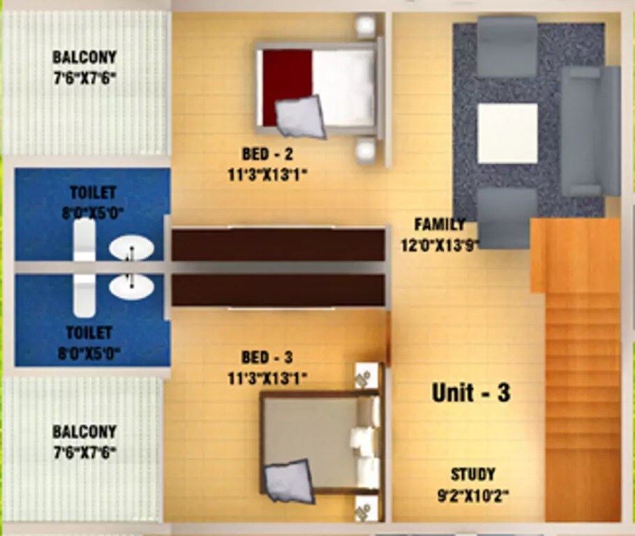 Floor plan of 3 BHK 2550 Sq. Ft. Apartment in DS Max Swiss Castle, Bangalore