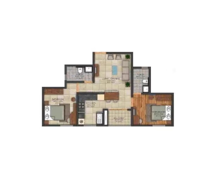 Floor plan of 2 BHK 1128 Sq. Ft. Apartment in DS Max Synergy, Bangalore