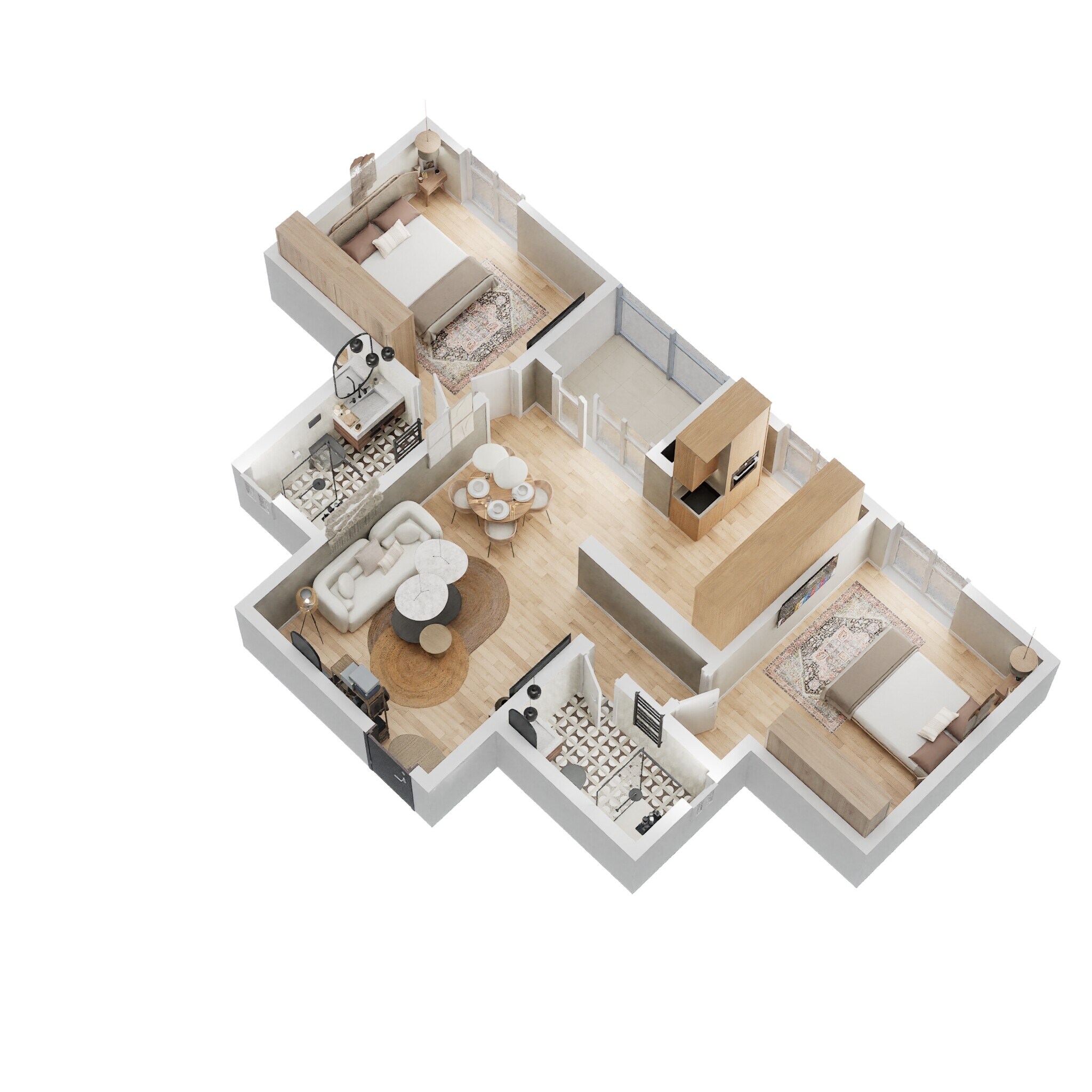 Floor plan of 2 BHK 1029 Sq. Ft. Apartment in DS Max Synergy, Bangalore