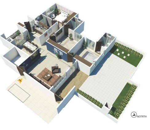 Floor plan of 3 BHK 2260 Sq. Ft. Apartment in DSR Eden Greens, Bangalore
