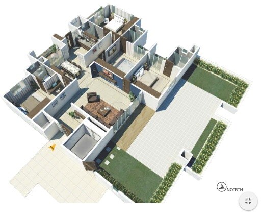 Floor plan of 4 BHK 2205 Sq. Ft. Apartment in DSR Eden Greens, Bangalore