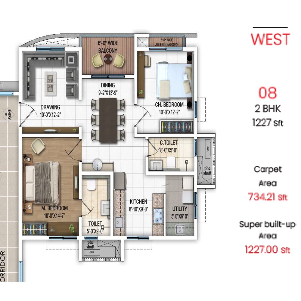 2 BHK 1227 Sq. Ft. Apartment