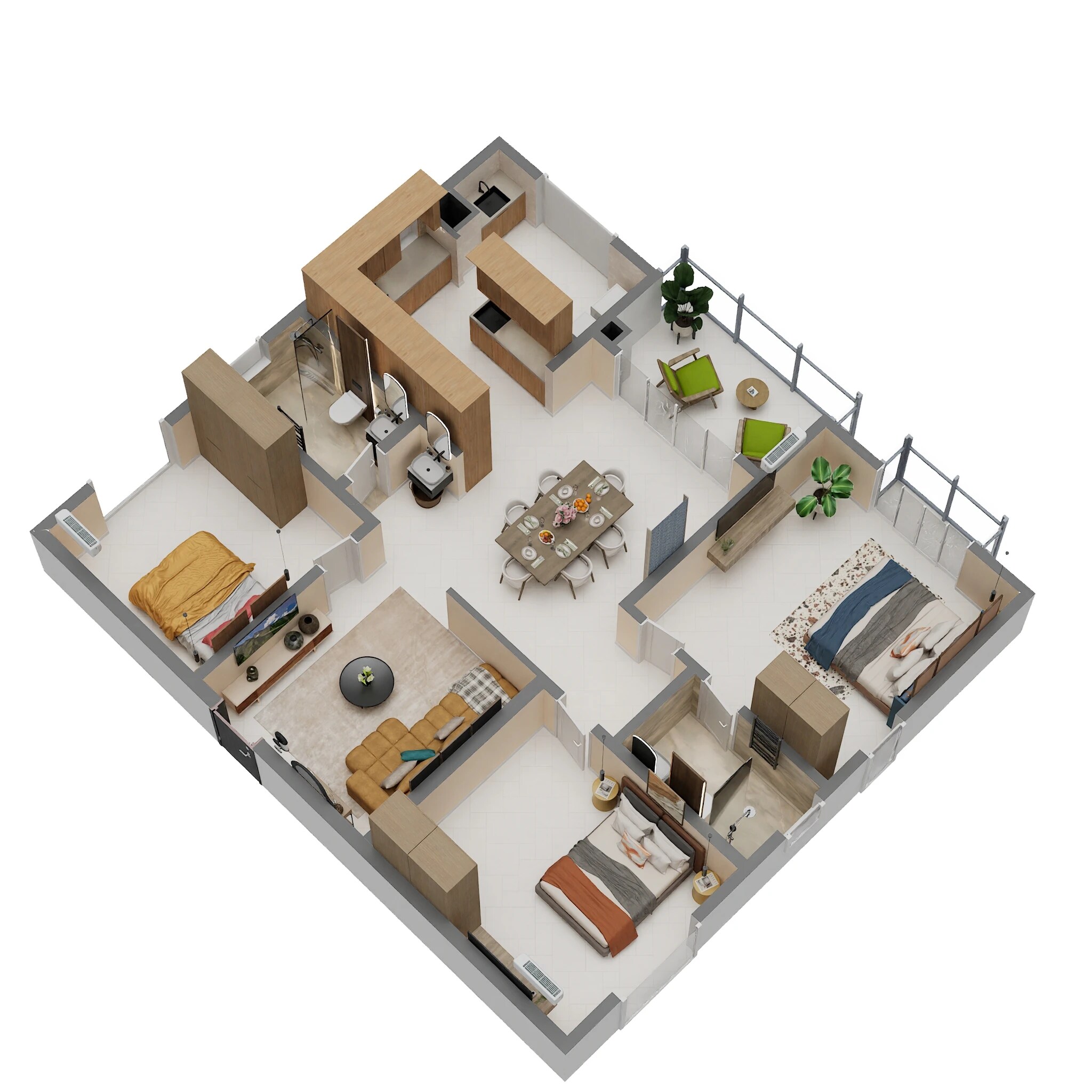 Floor plan of 3 BHK 1561 Sq. Ft. Apartment in DSR Evoq, Bangalore