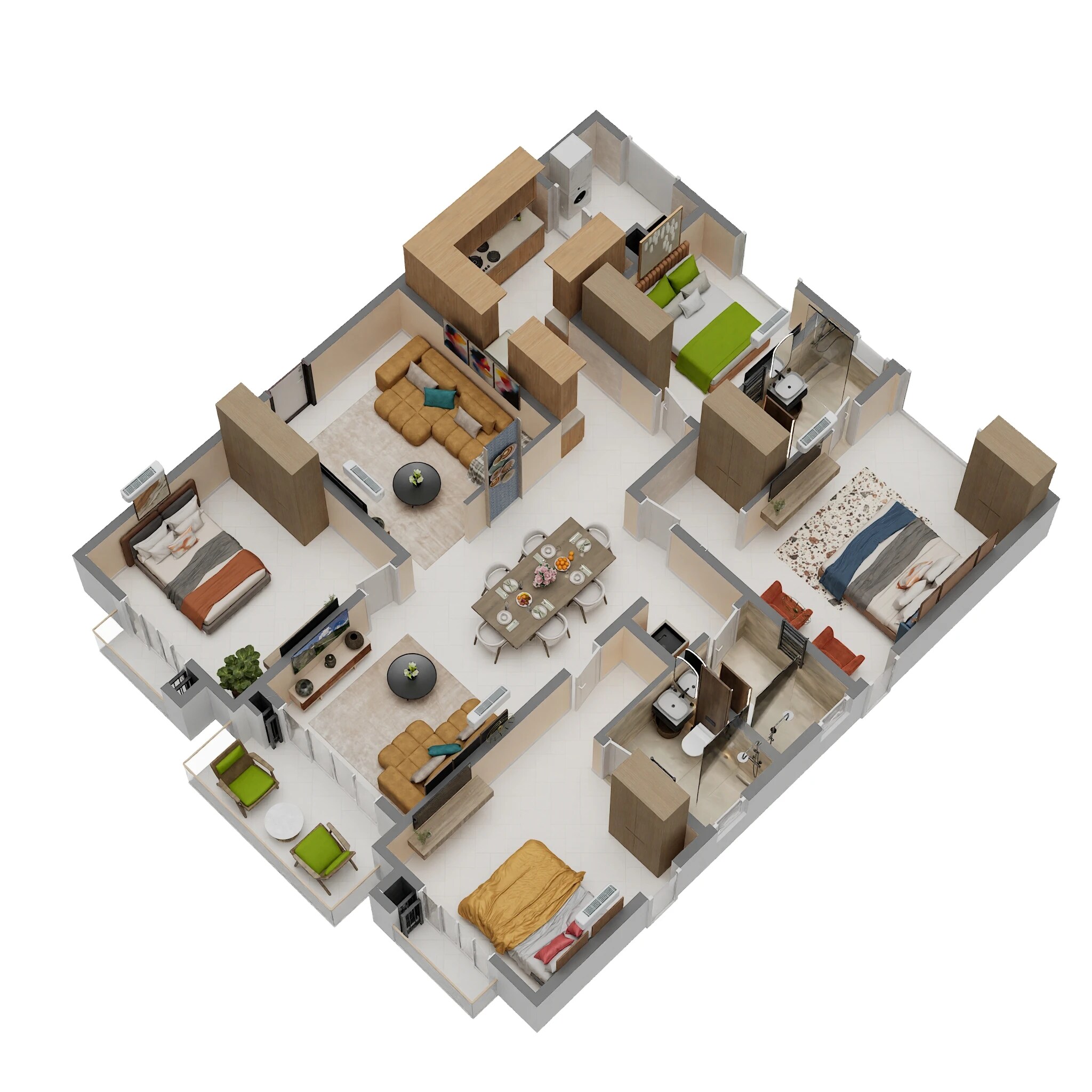 Floor plan of 4 BHK 2362 Sq. Ft. Apartment in DSR Evoq, Bangalore