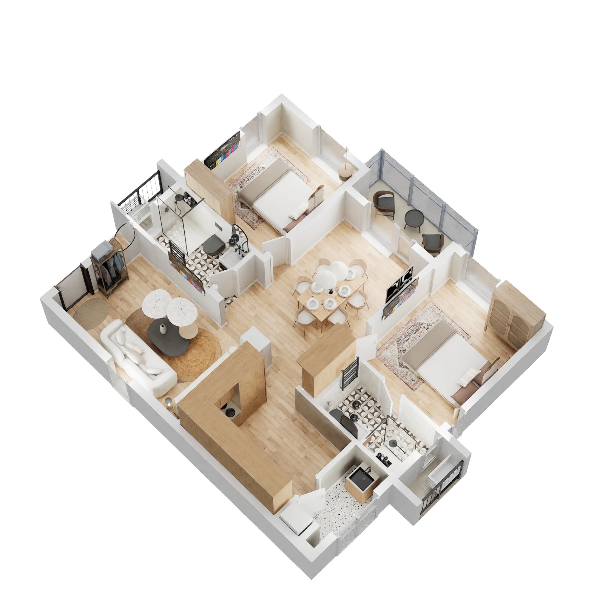Floor plan of 2 BHK 1210 Sq. Ft. Apartment in DSR Highland Greenz, Bangalore