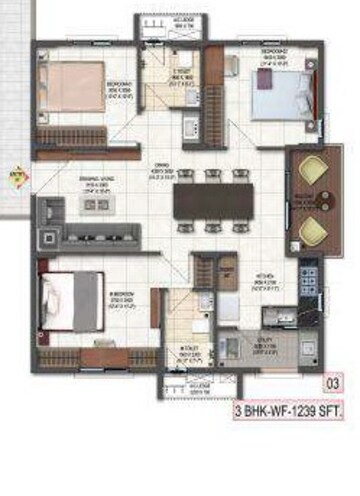  3 BHK Apartment at DSR Highland Greenz, Doddakannelli – for Rent