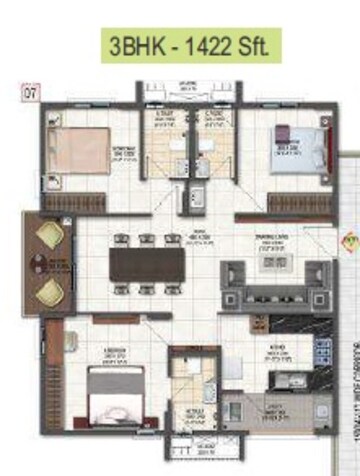 3 BHK Apartment at DSR Highland Greenz, Doddakannelli – for Rent
