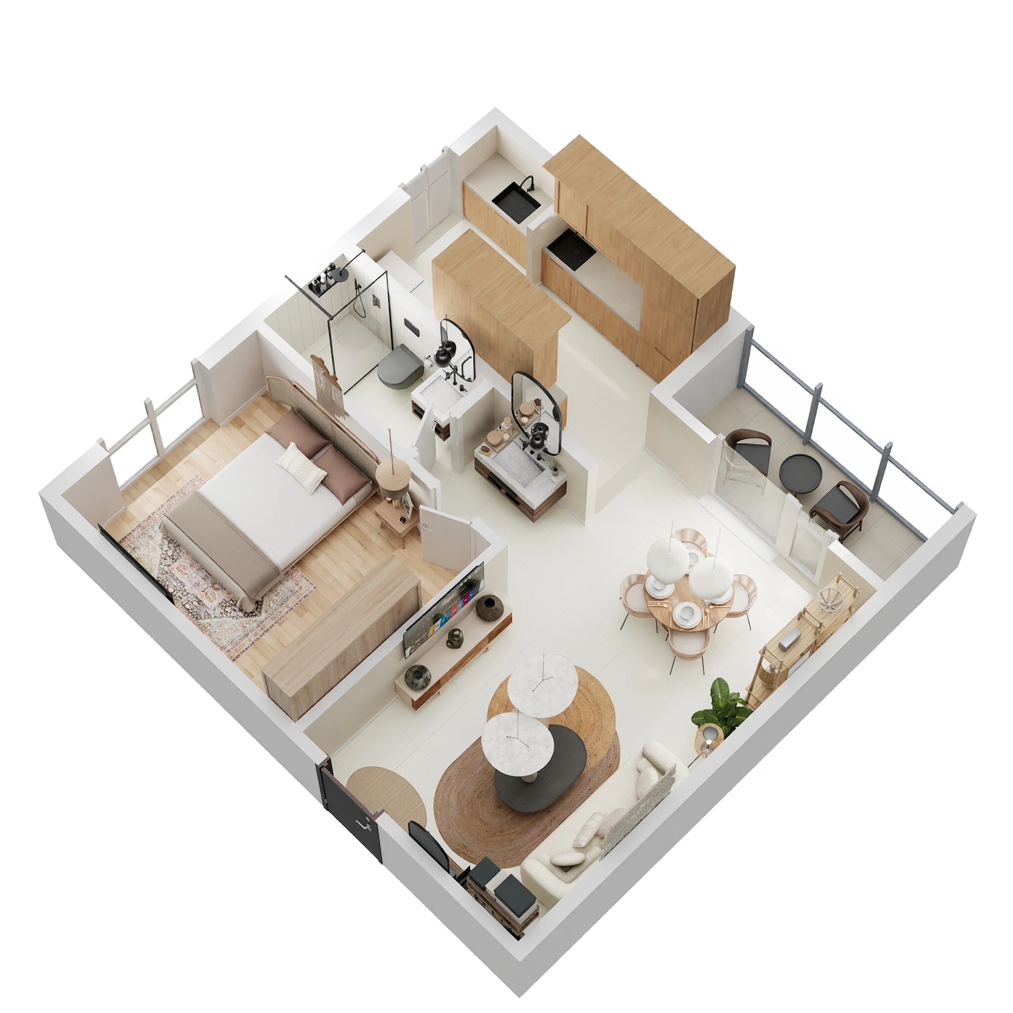 Floor plan of 1 BHK 801 Sq. Ft. Apartment in DSR The Address, Bangalore