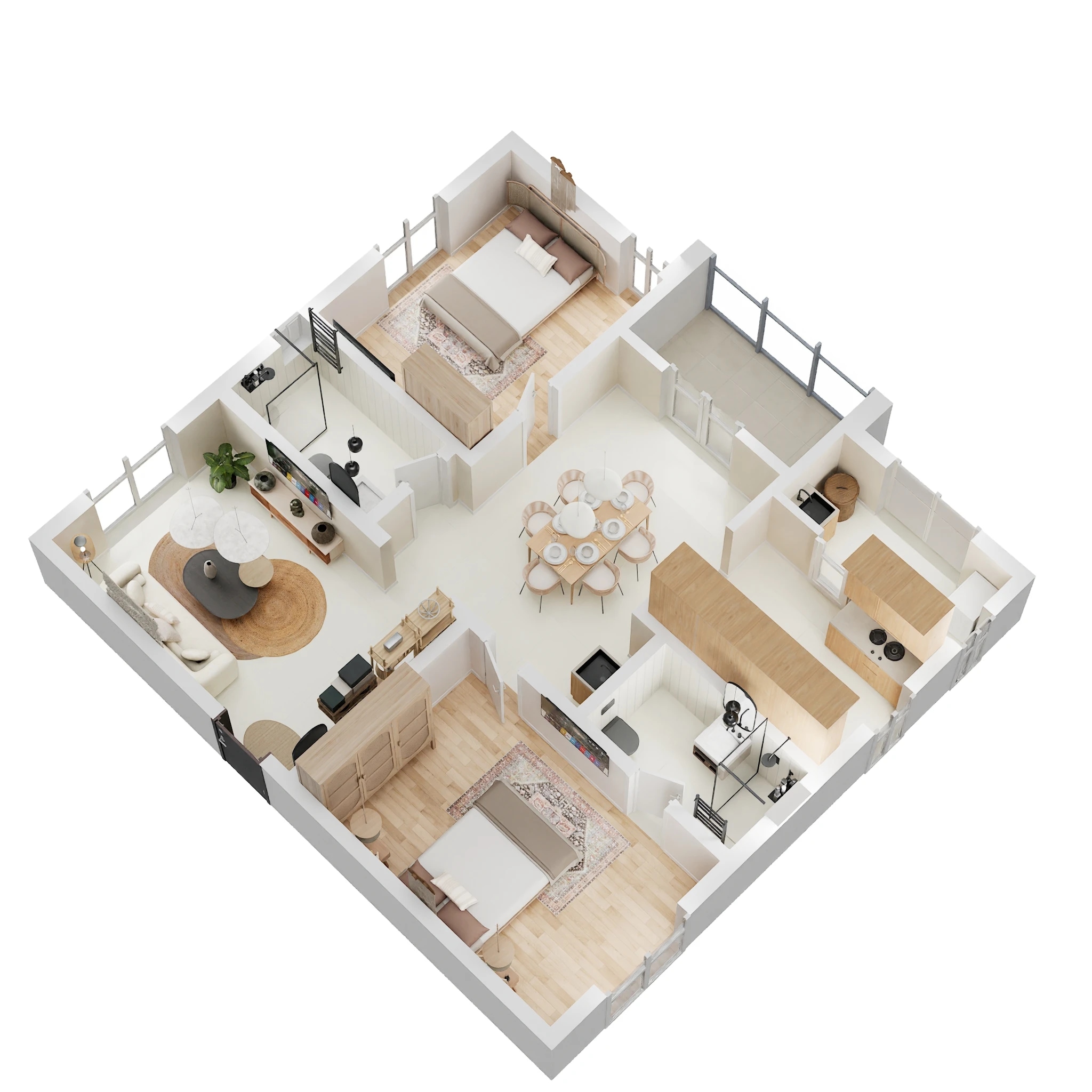 Floor plan of 2 BHK 1283 Sq. Ft. Apartment in DSR The Address, Bangalore