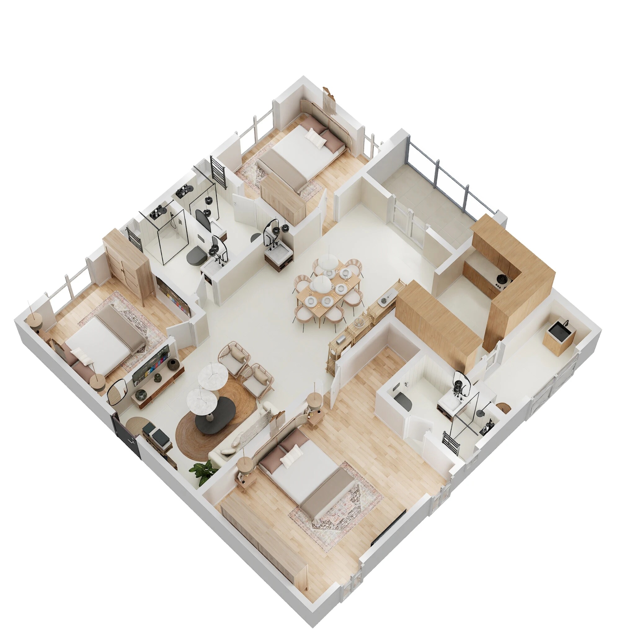 Floor plan of 3 BHK 1682 Sq. Ft. Apartment in DSR The Address, Bangalore