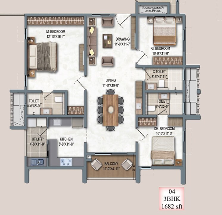 Other, dsr-the-address 3 Bedroom 1682 Sq.Ft. Apartment In Dommasandra Bangalore 8723541