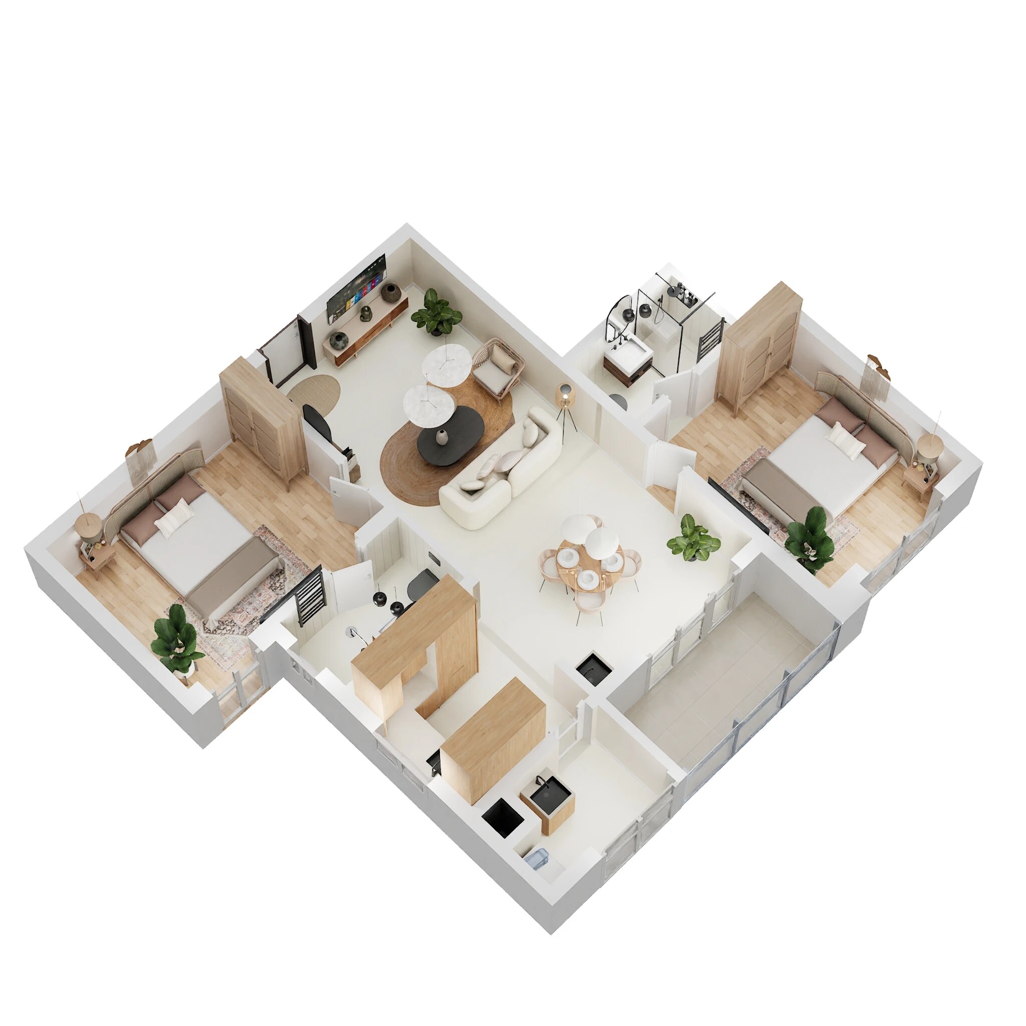 Floor plan of 2 BHK 1113 Sq. Ft. Apartment in DSR The Courtyard, Bangalore