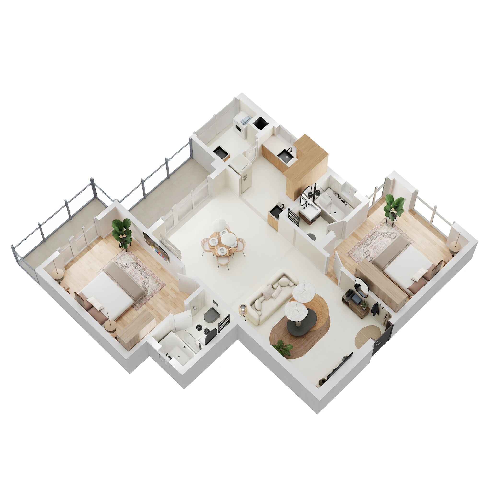 Floor plan of 2 BHK 1298 Sq. Ft. Apartment in DSR The Courtyard, Bangalore