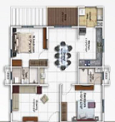 Floor plan of 2 BHK 1215 Sq. Ft. Apartment in DSR Vertex And Apex, Bangalore