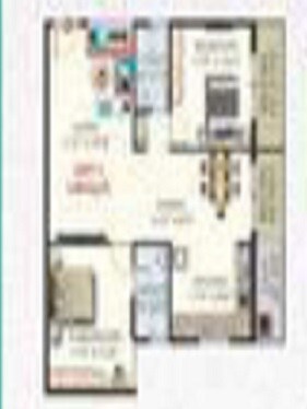 Floor plan of 2 BHK 1054 Sq. Ft. Apartment in Durga Devi Enclave, Bangalore