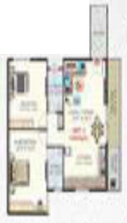 Floor plan of 2 BHK 1063 Sq. Ft. Apartment in Durga Devi Enclave, Bangalore